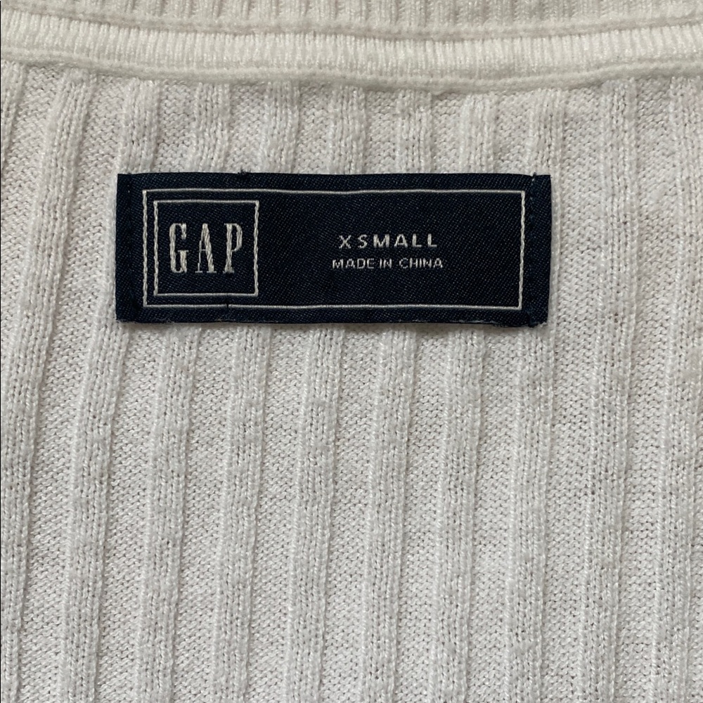 GAP White Ribbed Button-Up Cardigan - Picture 4 of 7